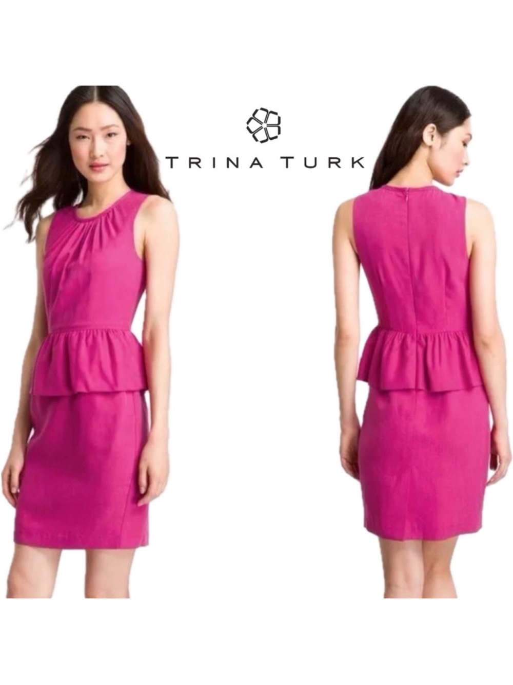 Trina Turk Fuchsia Peplum Sheath Dress Size 12
